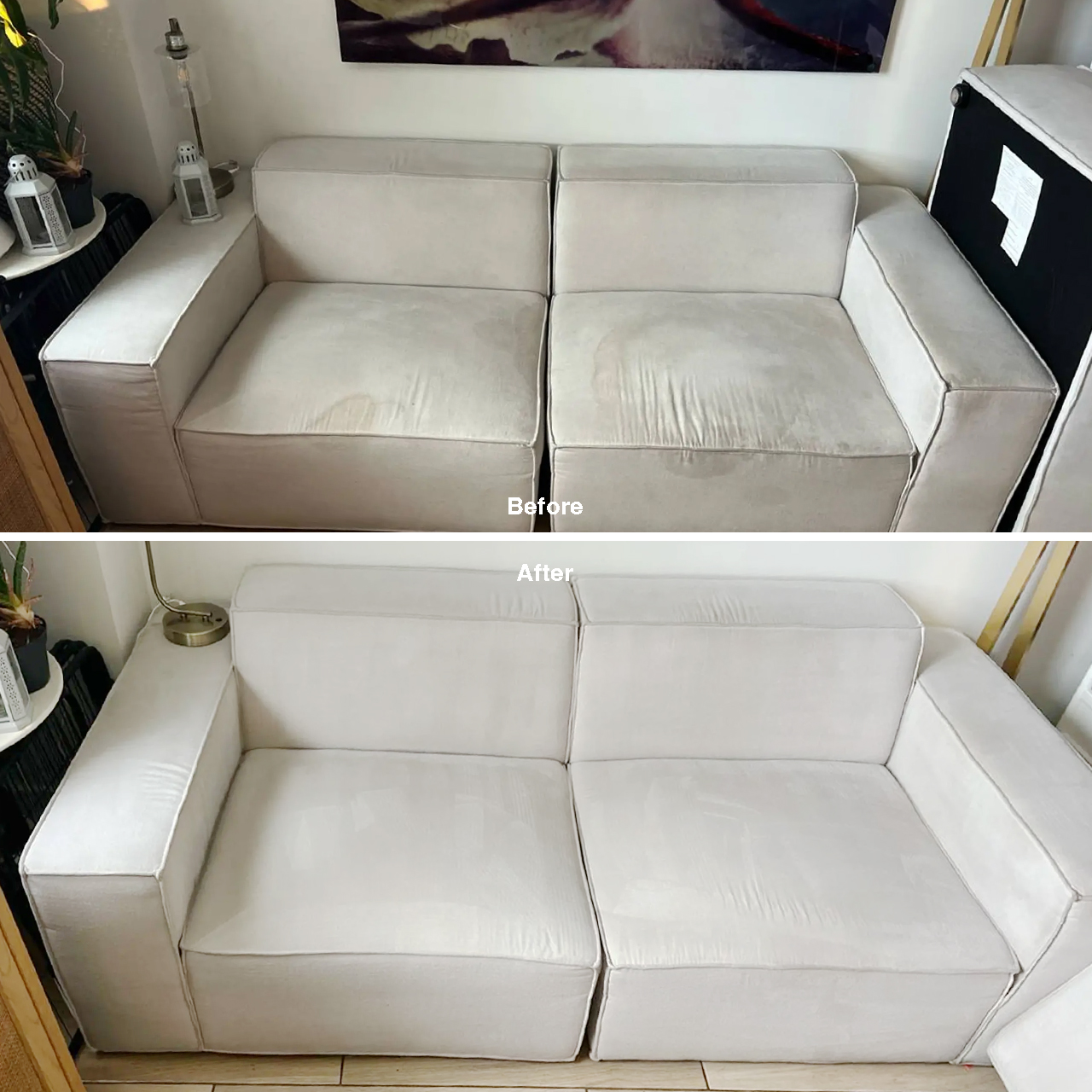 Professional upholstery cleaning equipment used during a NYC apartment service