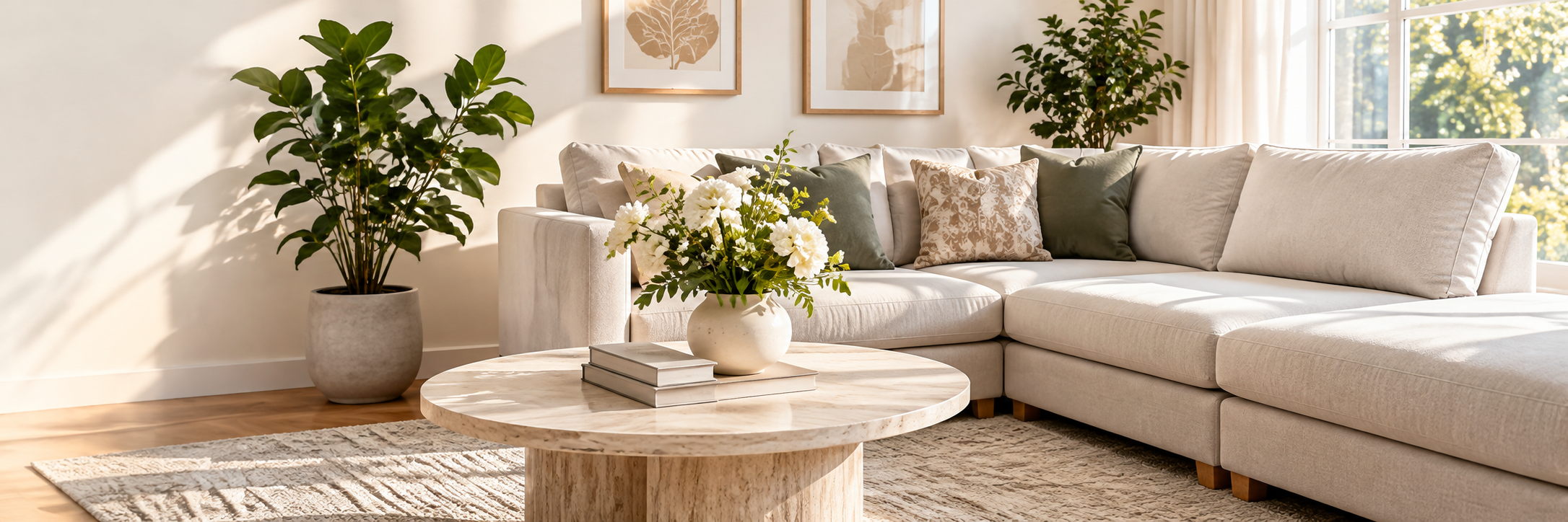 Comfortable clean sofa in a bright home
